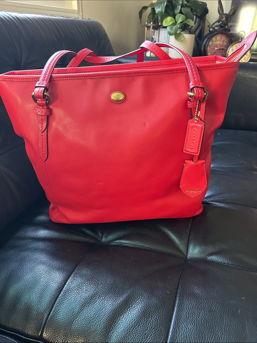 Coach Red Leather Tote Bag - Classic Everyday Carry